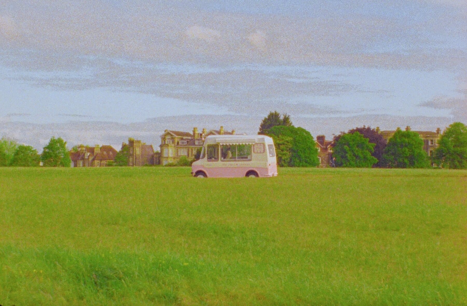 Lola driving through a field
